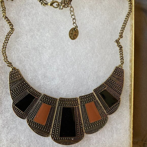 EarthTone Bib Statement Necklace‎ Goth Casual - Picture 1 of 4